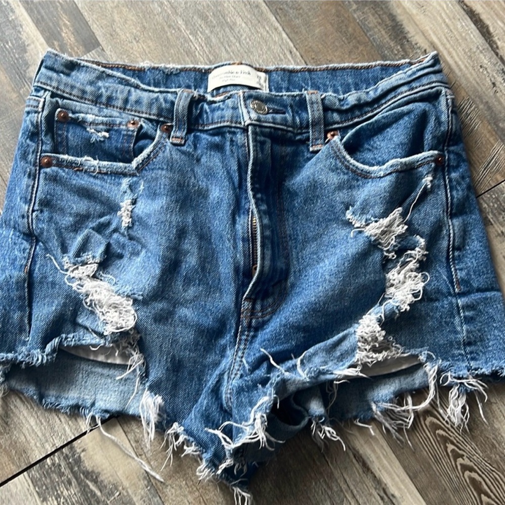 Abercrombie & Fitch Distressed Blue Denim Cutoff Shorts
